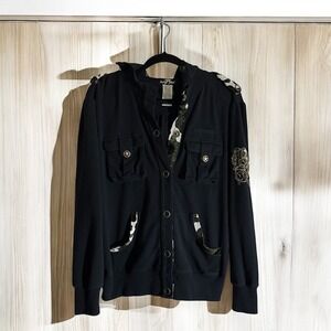 Baby Phat Military Jacket Camo Accents Full Zip Hoodie 2XL Y2K